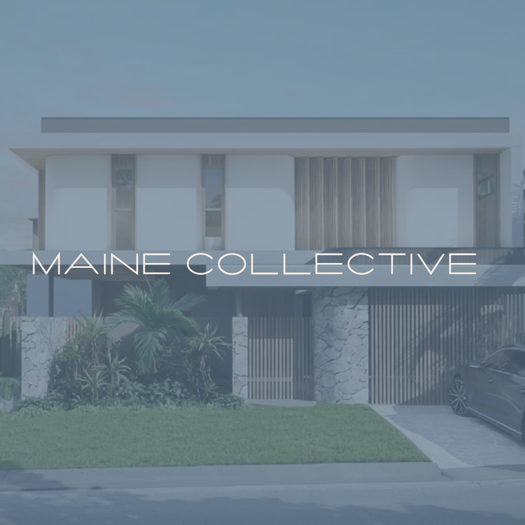 Maine Collective logo with a building render behind